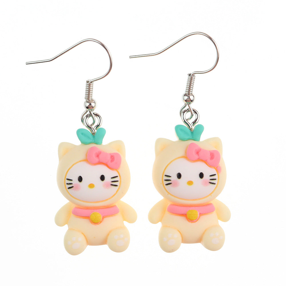 Resin Earrings Cute Cartoon Bear Kitty Kitten (S) niqing026