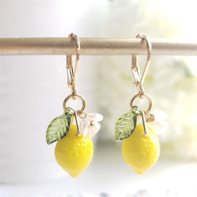 Alloy yellow lemon flower earrings (Minimo de compra 2) MIC-KuL006