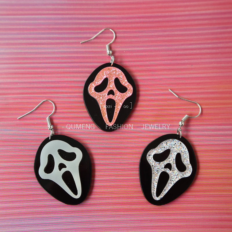 Acrylic Halloween Death Shining Powder Earrings (Minimo de Compra 3) MIC-OuG075