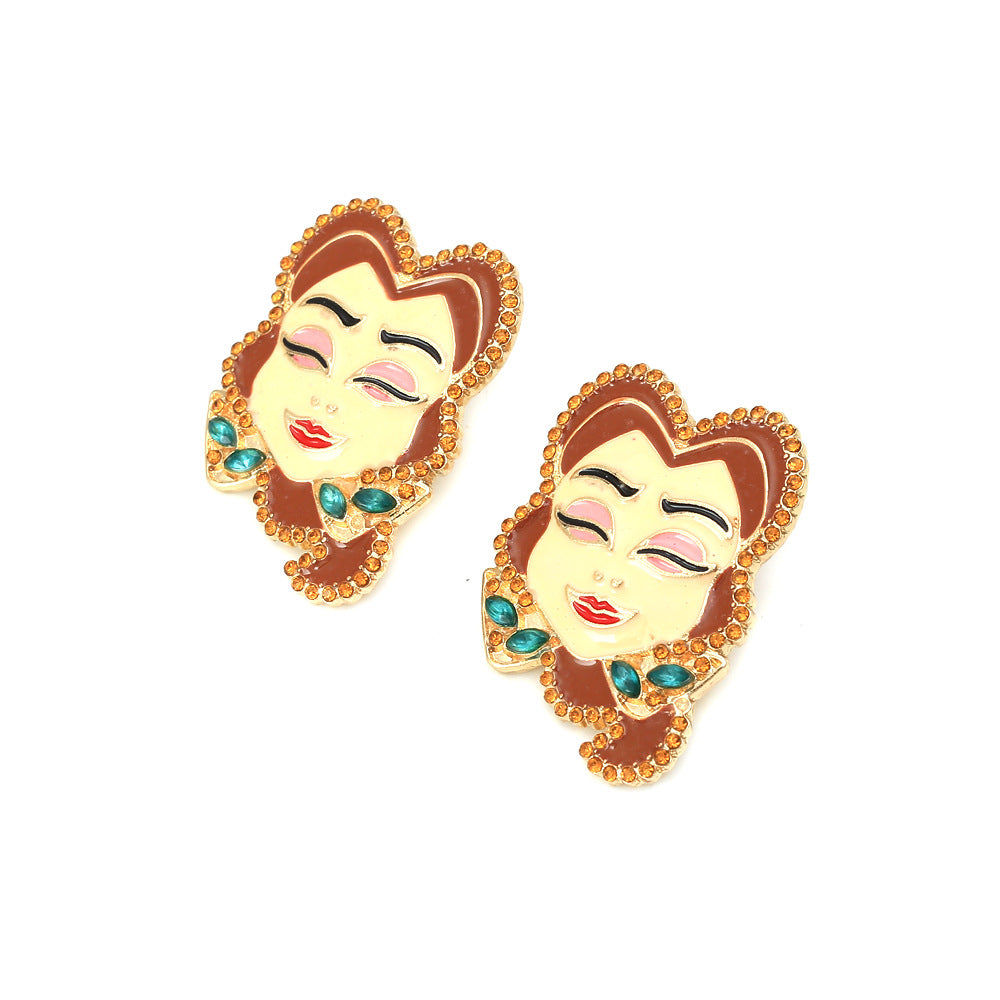 Alloy diamond inlaid cartoon character earrings MIC-ManY035