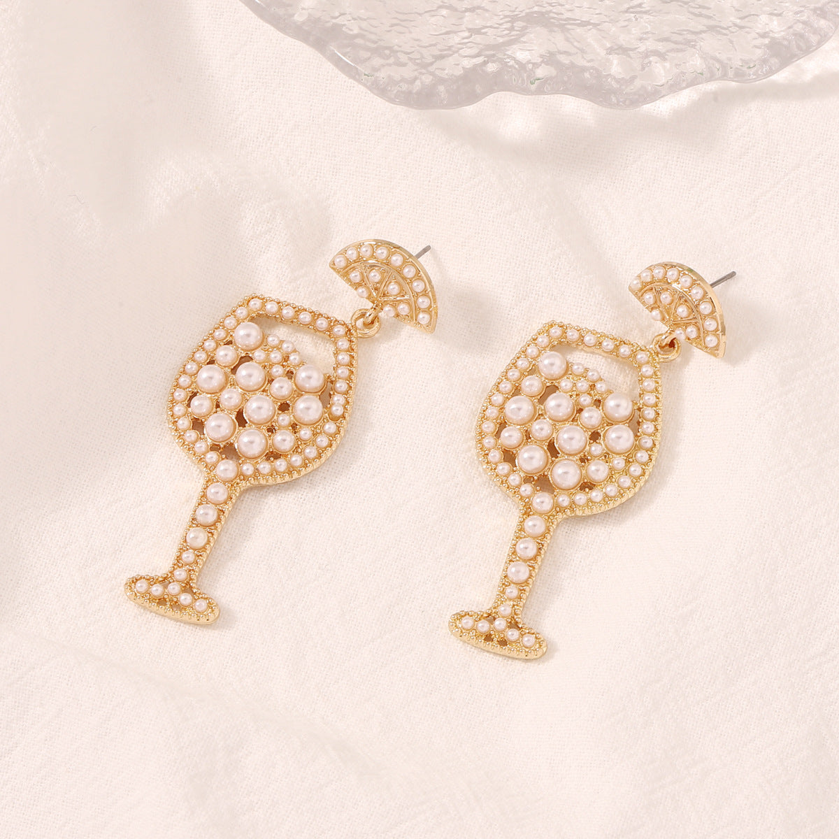 Alloy juice cup pearl earrings (Minimo de compra 5) MYA-MiX001