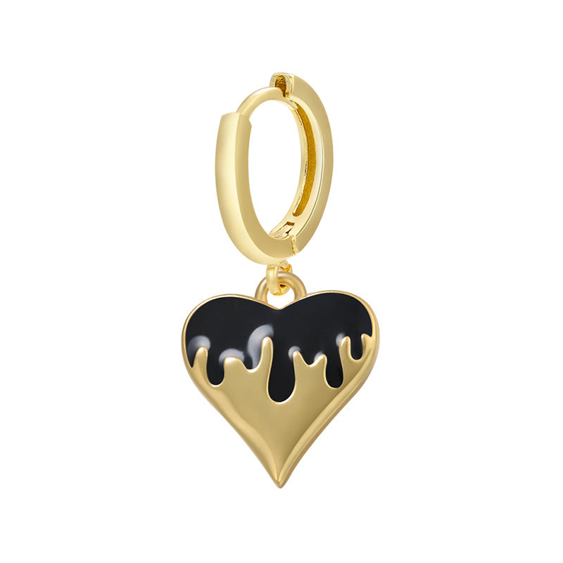 Alloy Peach Heart Oil Dropping Earrings (Minimo de Compra 2) MIC-JuC026