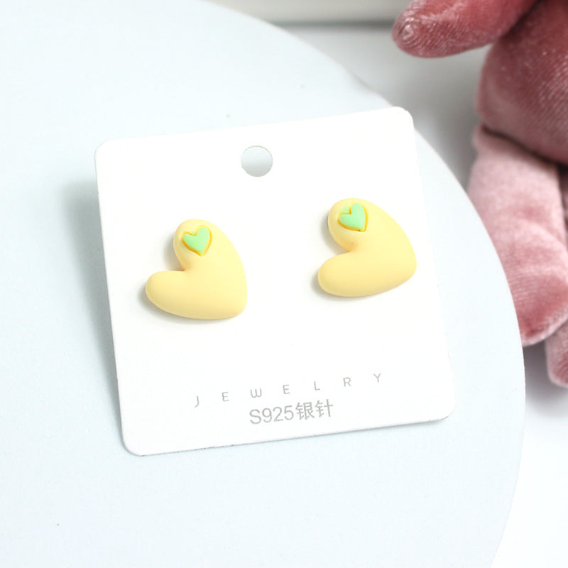 Acrylic Heart shaped Sweet Girl Earrings  (Minimo de Compra 2) MIC-PingH033