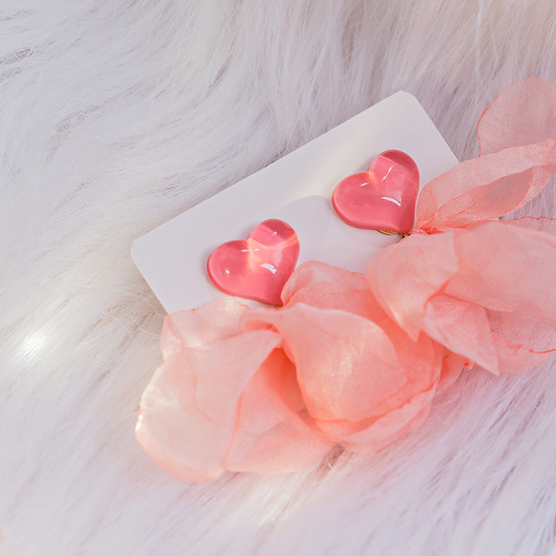 Alloy Pink Jelly Heart Earrings MYA-MDD166