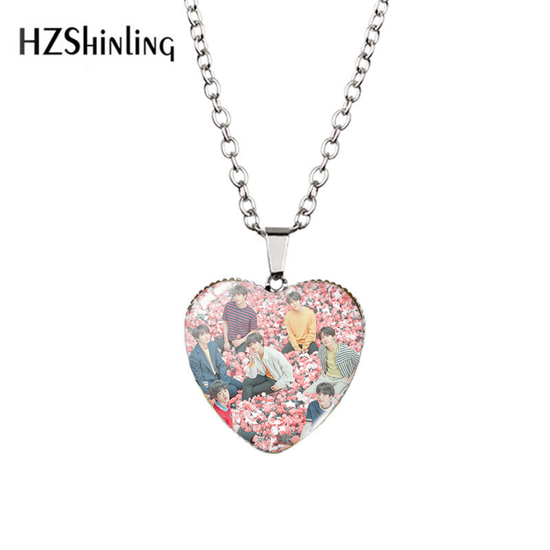 Alloy Time Gem Heart Necklace MIC-XiangL039