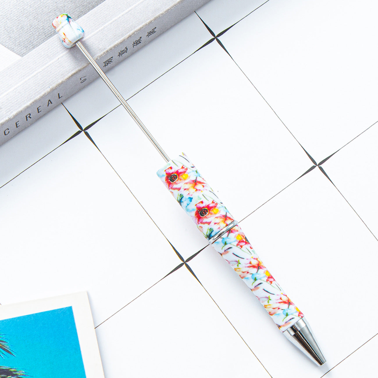 Ballpoint Pen Plastic Water Transfer Floral Spinner Pen JingL011