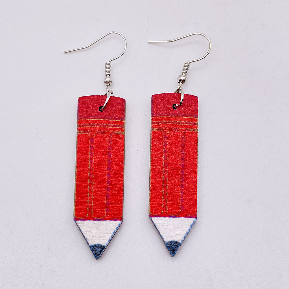 Alloy student wooden earrings MIC-ChenY008