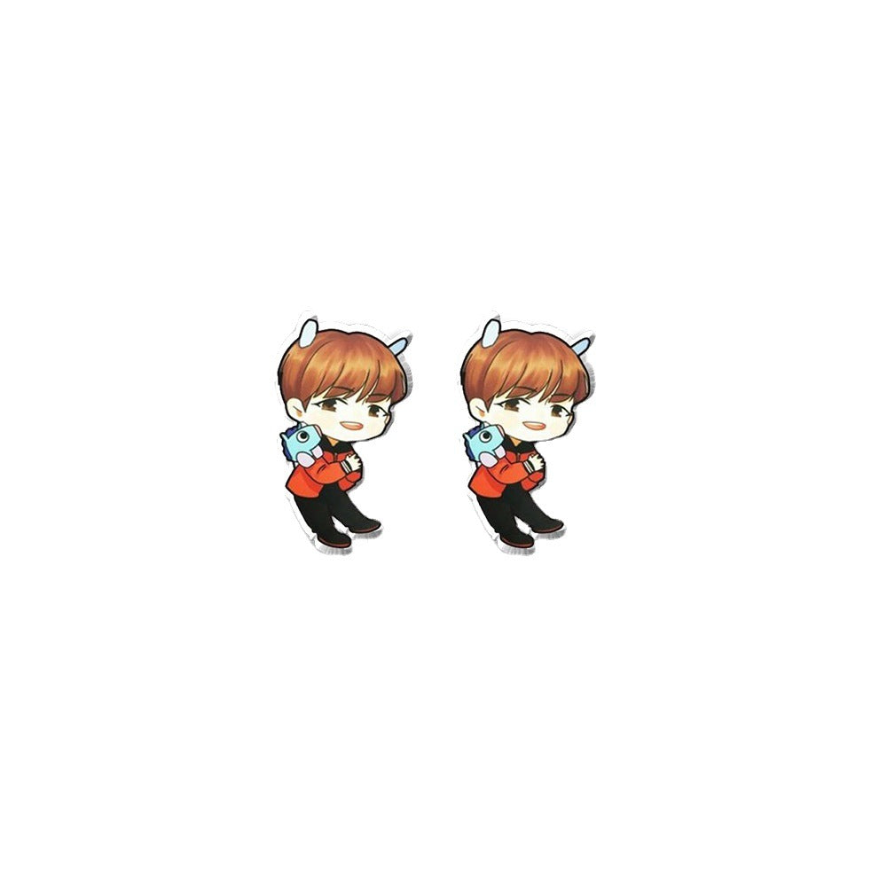 Acrylic BTS bulletproof youth group earrings (Minimo de compra 5) MIC-XiangL054