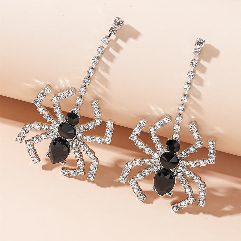 Acrylic Black Spider Black and White Earrings (Minimo de compra 2) MIC-GanL019