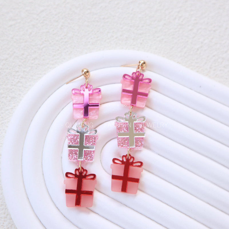 Acrylic Pink Gift Earrings MYA-OuG084