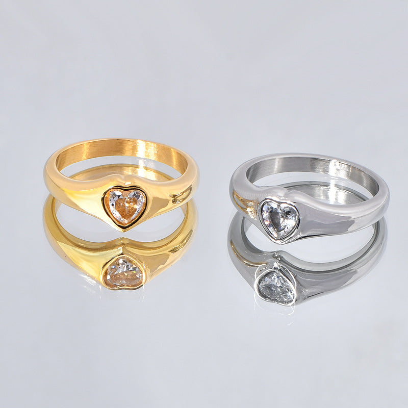 Stainless steel gold-plated heart-shaped ring MYA-YHZX019