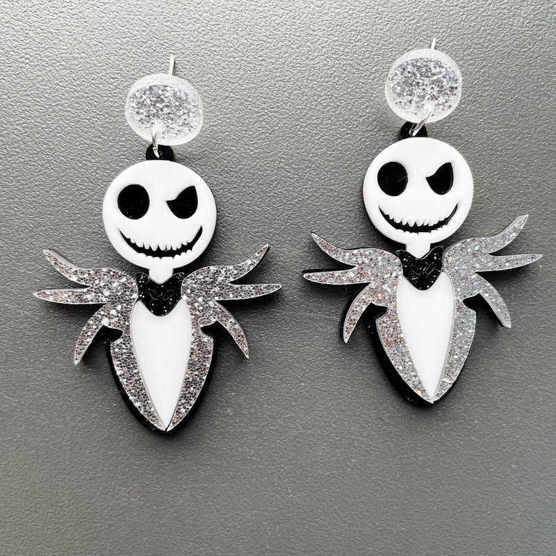 Earrings Acrylic Halloween Black Cat xuep044