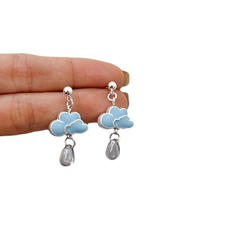 Alloy Blue Sky White Cloud Water Drop Earrings (Minimo de Compra 5) MIC-JiuY061