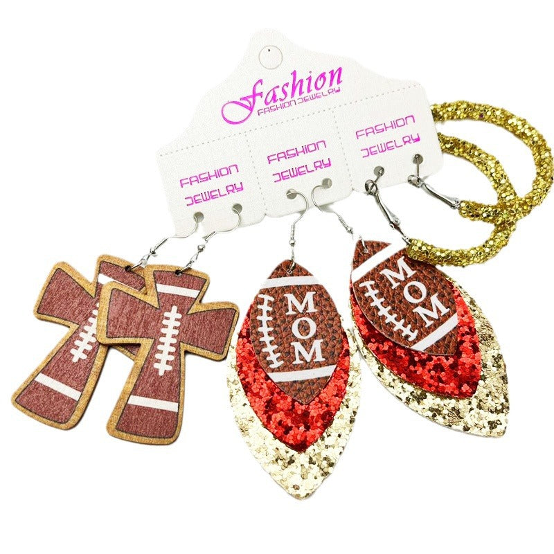 Alloy acrylic sports rugby earrings (Minimo de compra 2) MIC-HeY001