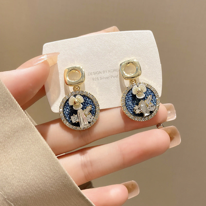 Alloy full diamond flower earrings MIC-LvS014