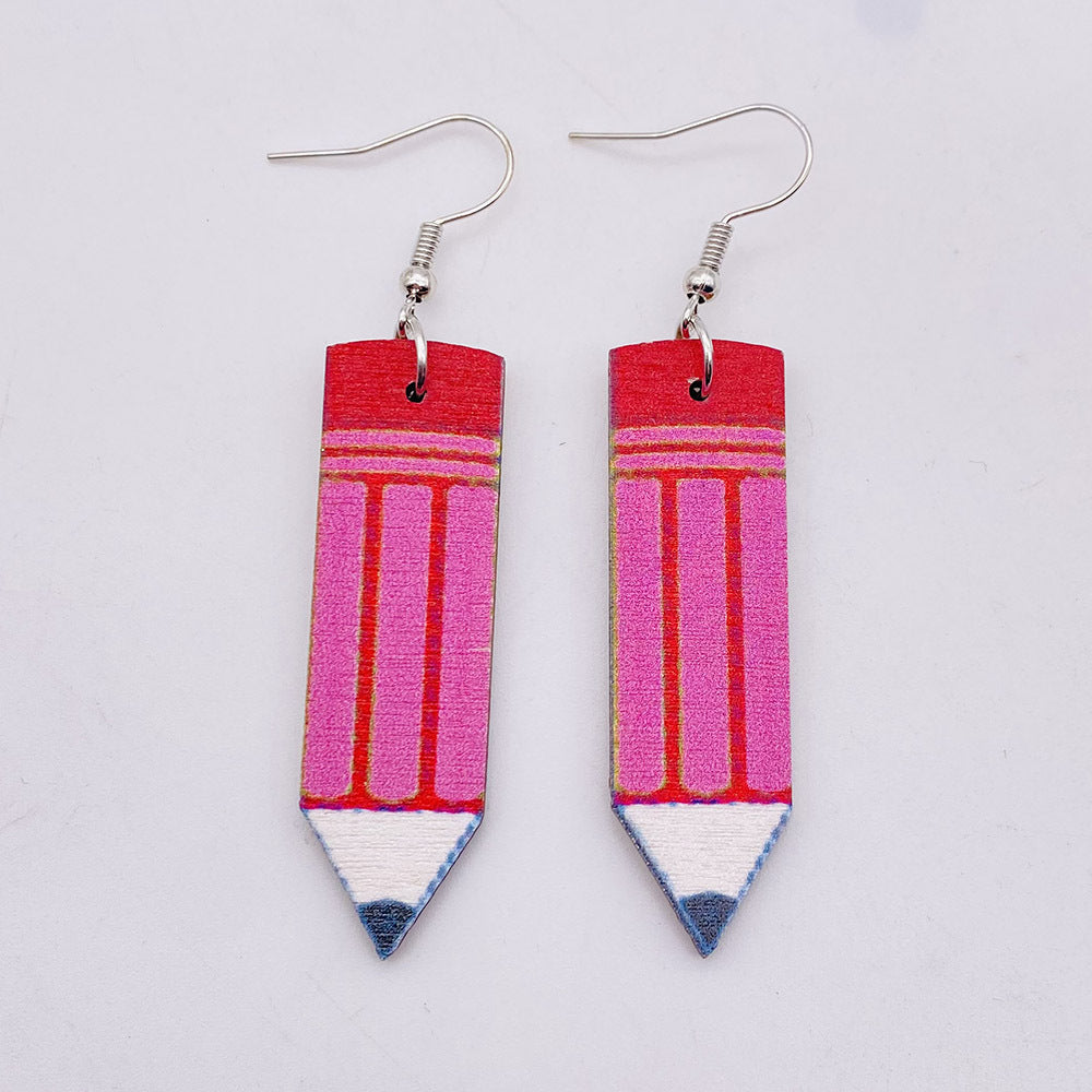 Alloy student wooden earrings MIC-ChenY008