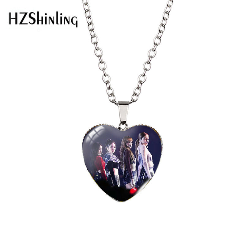 Alloy Time Gem Heart Necklace MIC-XiangL042