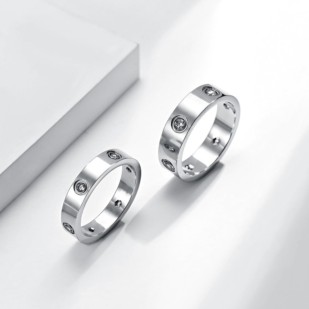 Titanium steel diamond couple ring  Minimum order quantity ≥ 2 MIC-QianF003