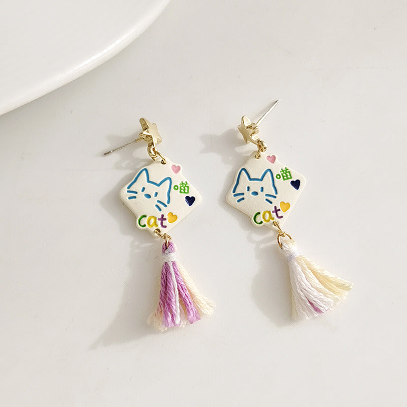 Alloy Star Cat Earrings MIC-BLD086