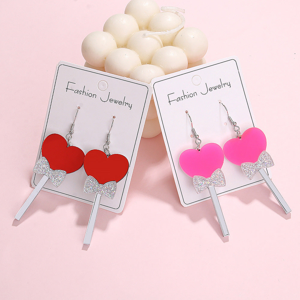 Acrylic heart-shaped lollipop candy earrings (Minimo de compra 5) MYA-ManT031