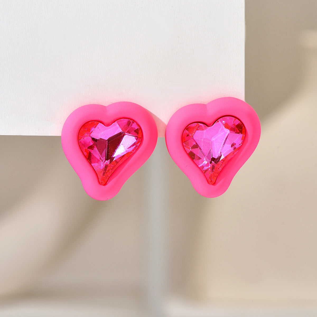 Alloy studded diamond flower heart-shaped earrings MIC-ShangH015