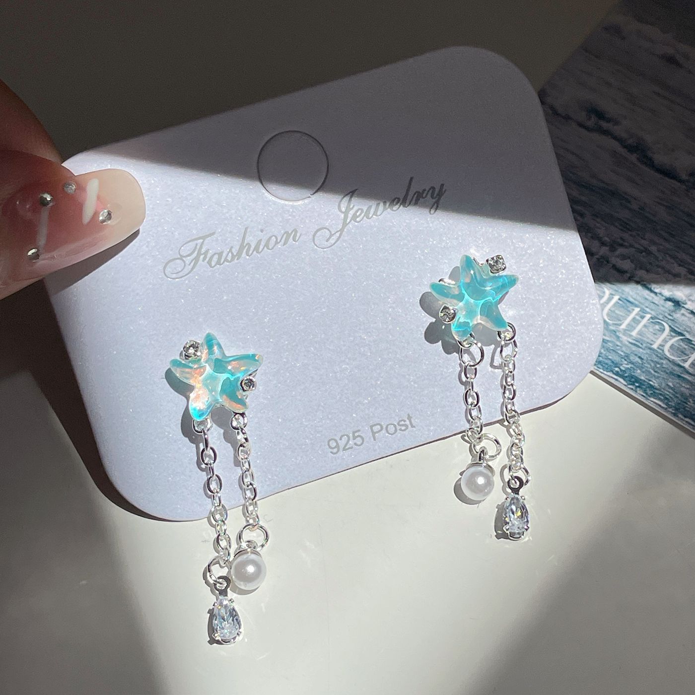 Alloy Ocean Series Blue Earrings MIC-ShuangX045