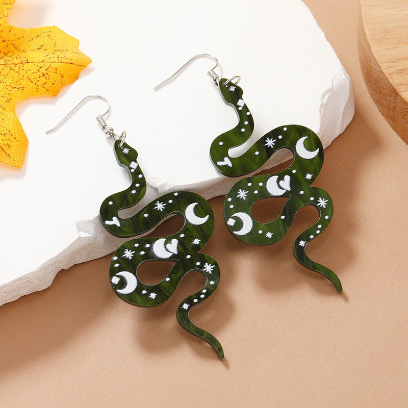 Acrylic Python Star Moon Earrings MIC-KaiQ019