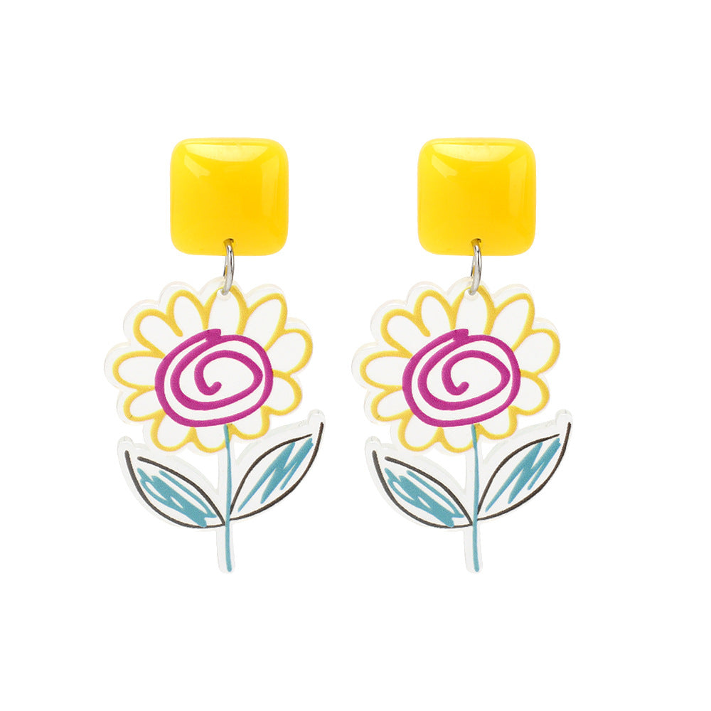 Alloy fruit colored flower earrings (Minimo de compra 5) MIC-YiRan001