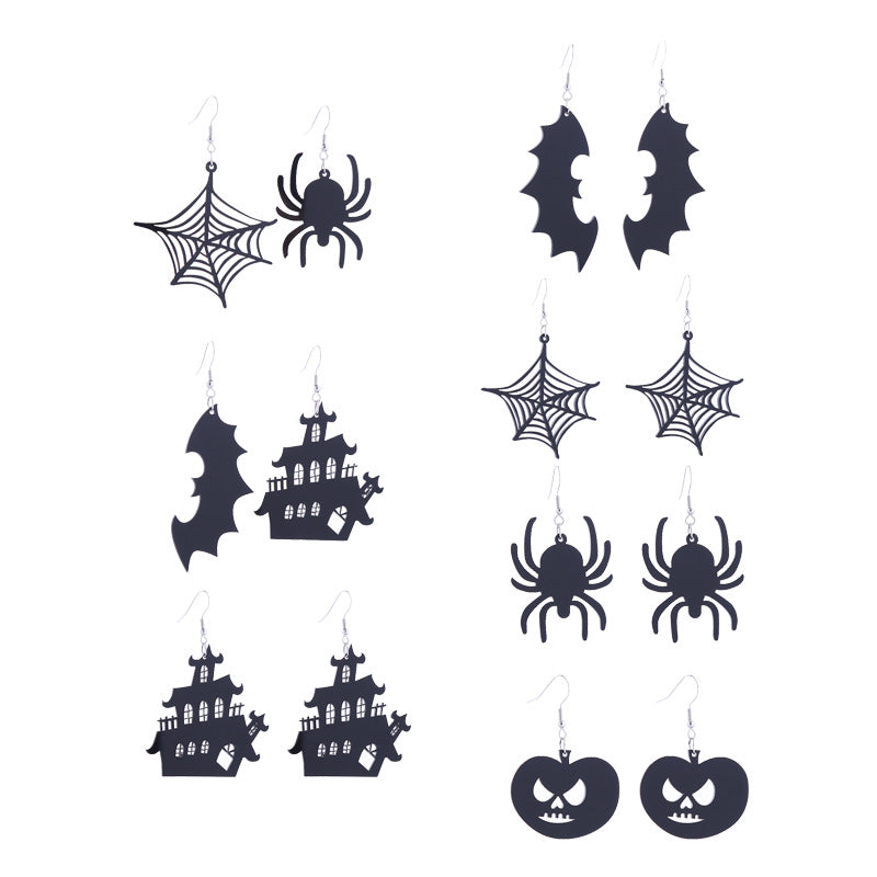 Acrylic Spider Web Ghost House Earrings (Minimo de Compra 2) MIC-ChouT035