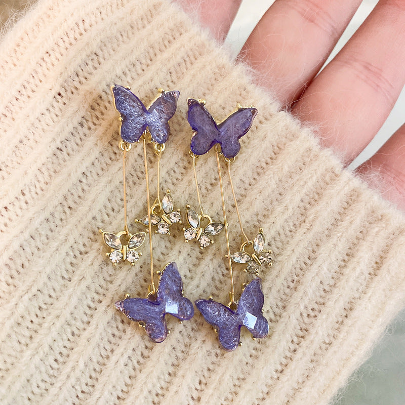 Alloy butterfly tassel earrings (Minimo de Compra 2) MIC-BY014