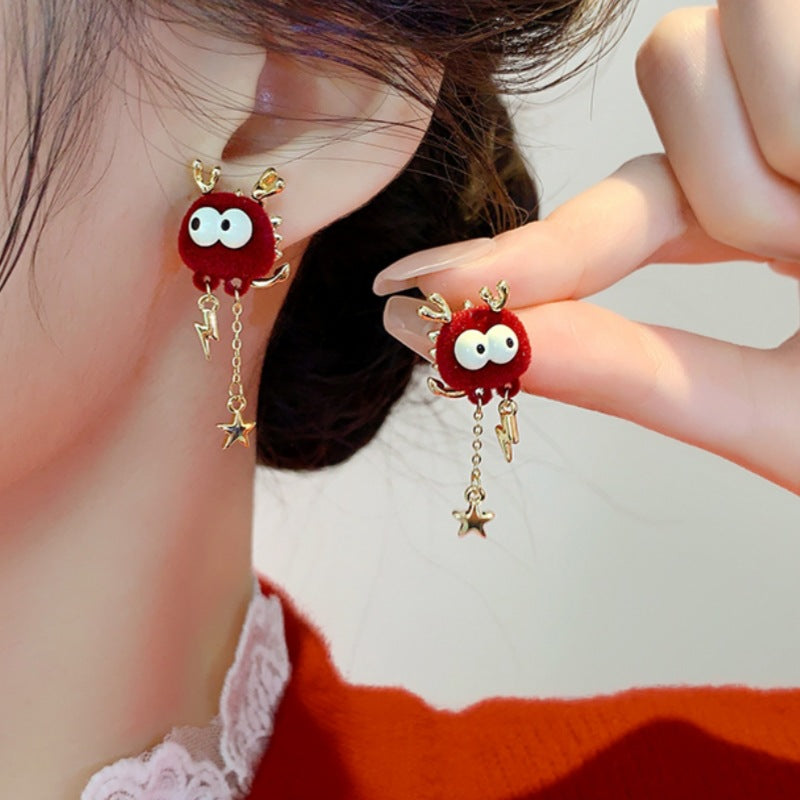 Alloy plush red earrings MIC-DieD002