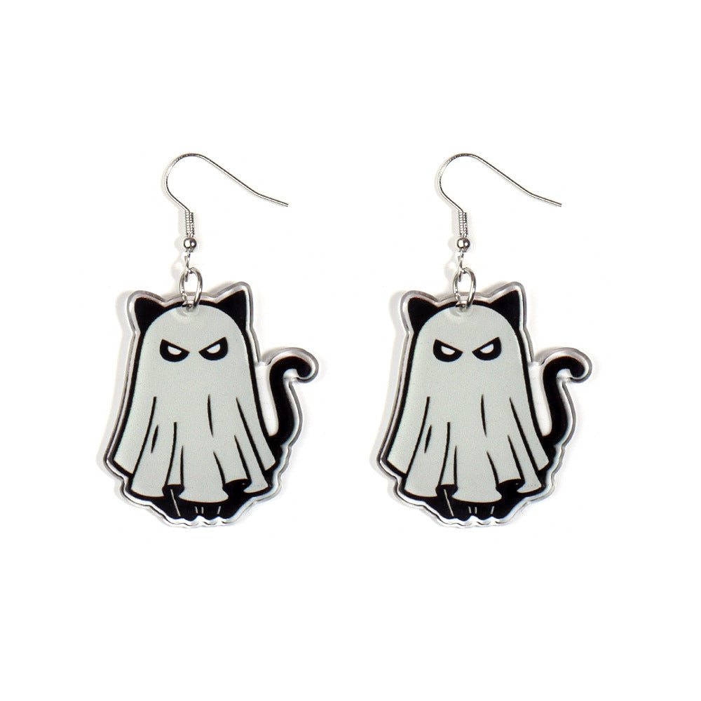 Acrylic Halloween Black Cat Earrings (Minimo de Compra 2) MIC-ZiT003