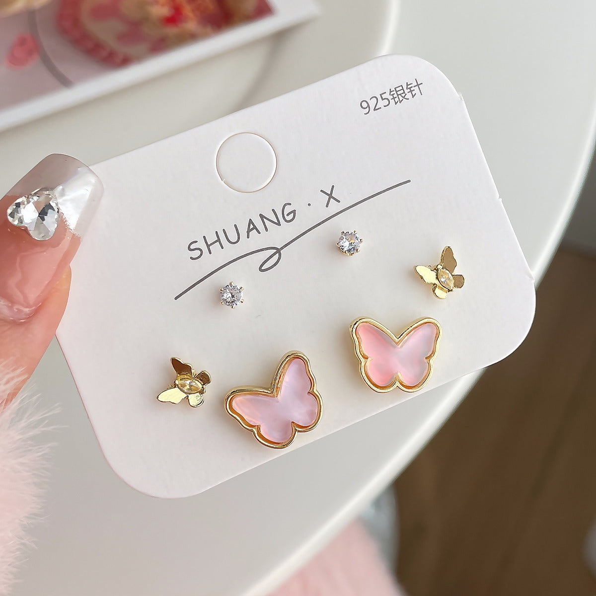 Acrylic Sweet Pink Butterfly Earrings (Minimo de Compra 2) MYA-ShuangX026