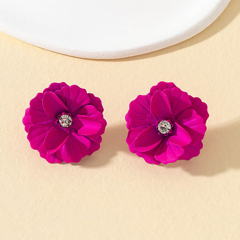 Acrylic Rose Red Flower Earrings MIC-AYN023