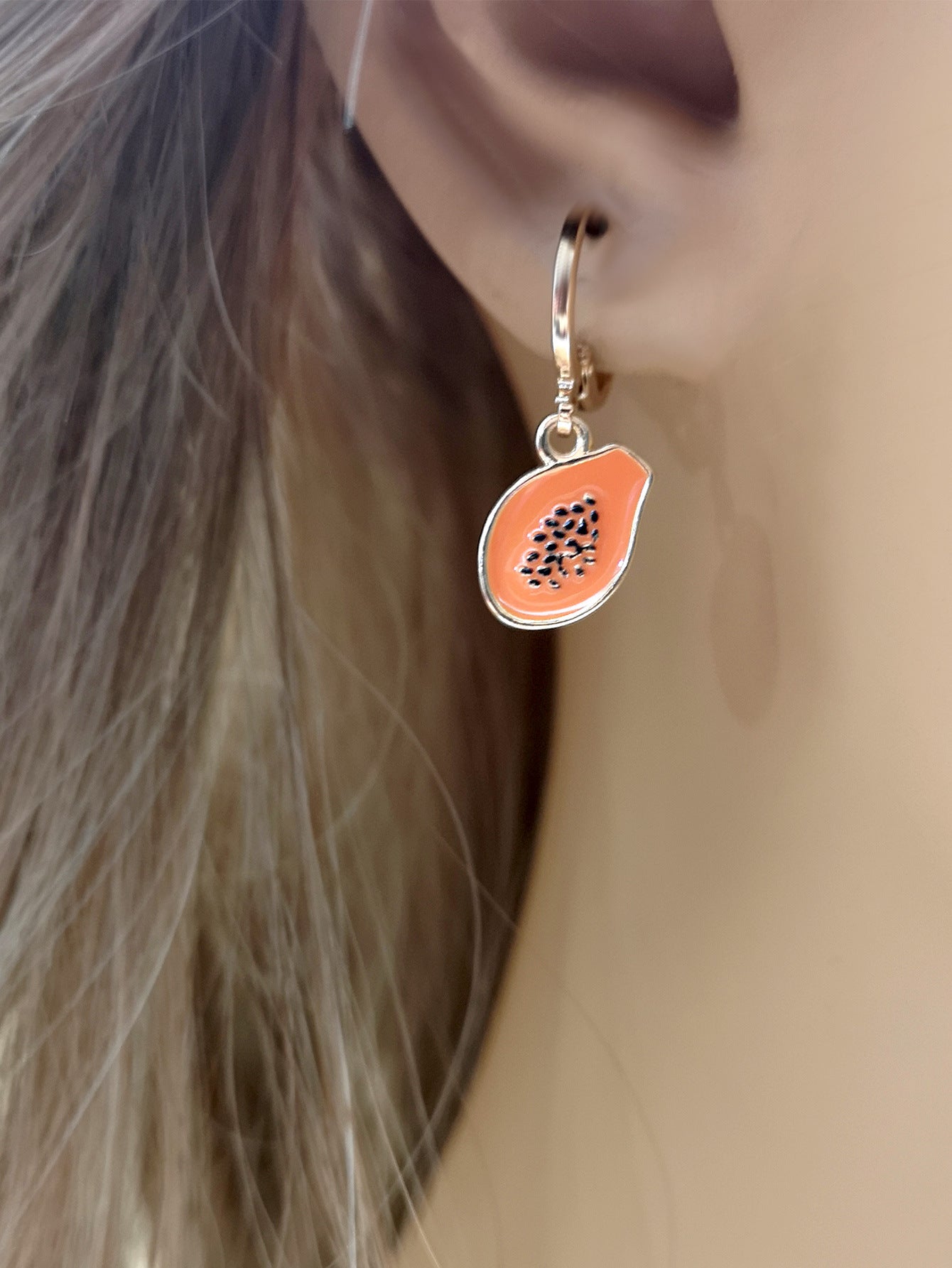 Alloy cartoon papaya earrings (Minimo de compra 3) MIC-MeiY001