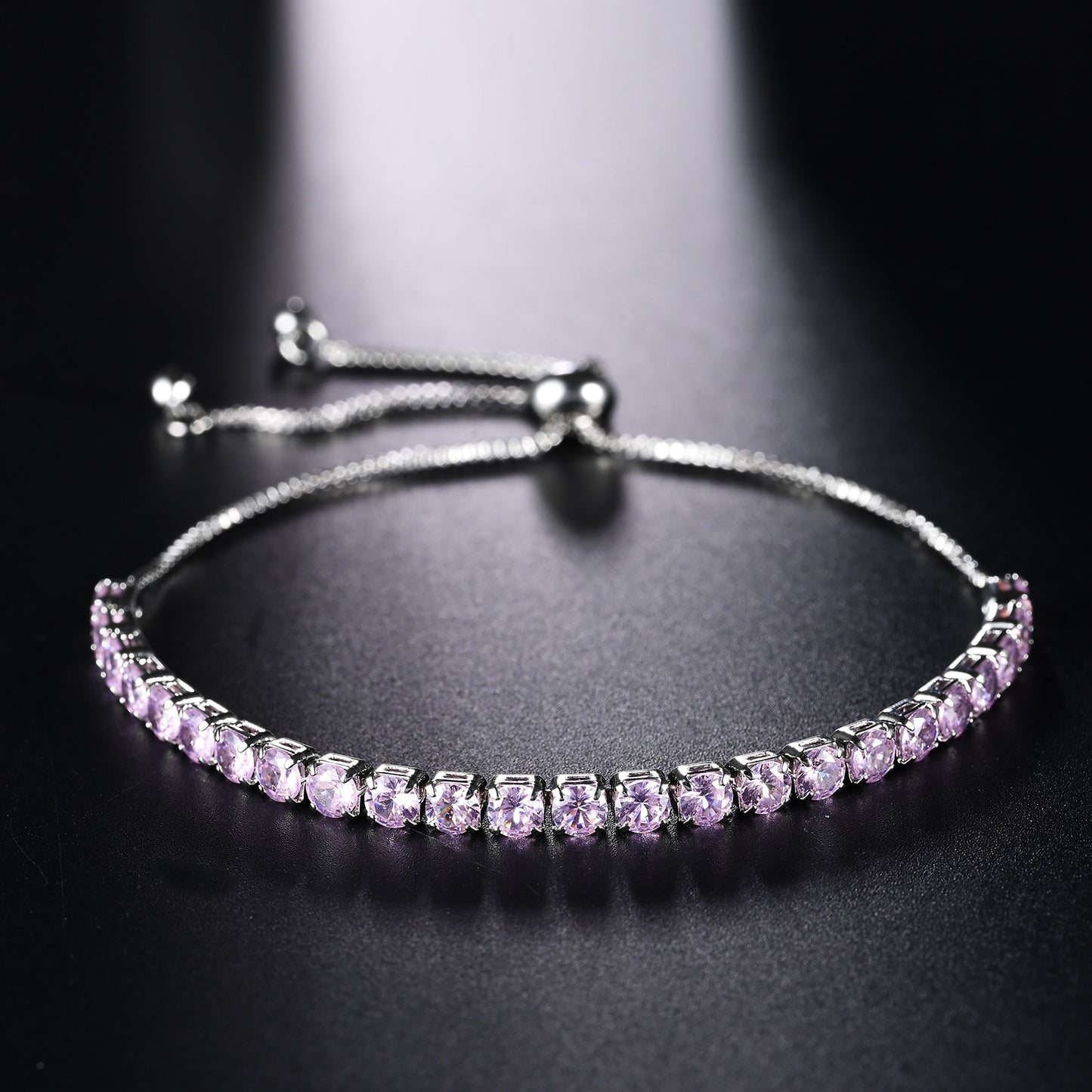 Alloy 4mm round single row full diamond bracelet (Minimo de Compra 2) MIC-LinD007