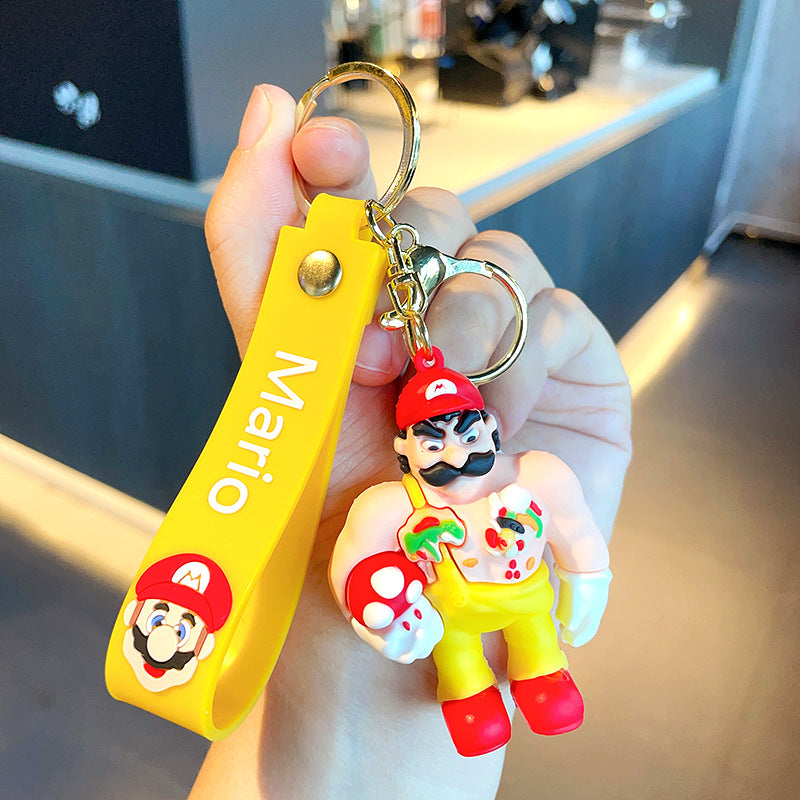 PVC Muscle Mario Anime Doll Keychain MIC-MLZ003