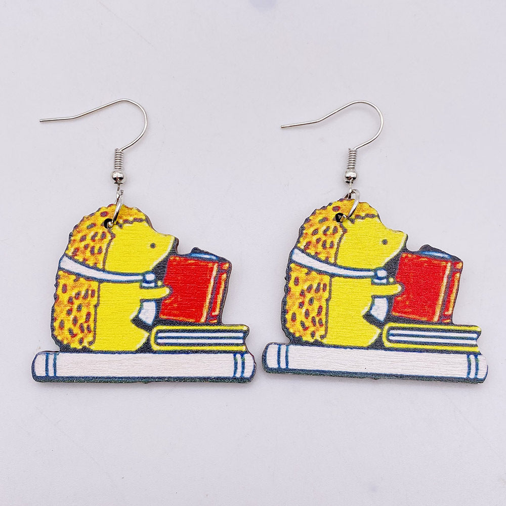 Alloy student wooden earrings MIC-ChenY008