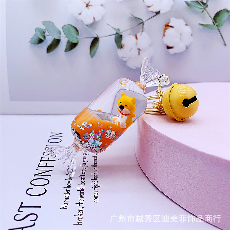 Keychain Acrylic Shiba Inu Floating Quicksand Bottle MOQ≥2 DMF029