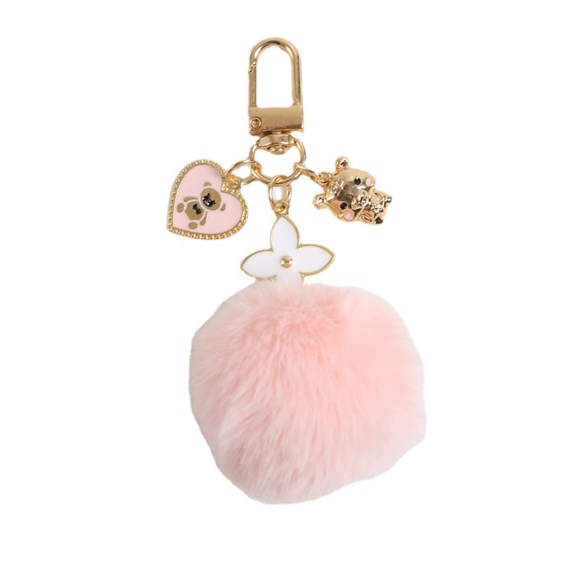 Keychains Hair Ball Alloy Love Bear Hair Ball Minimo de compra 2 MIC-YiXing001