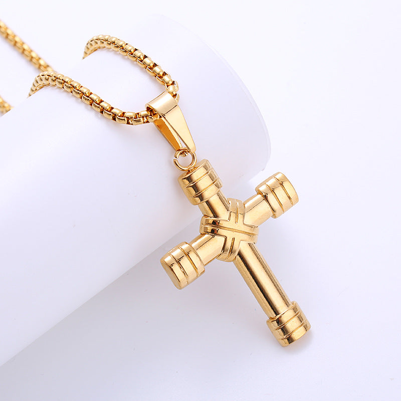 Jewelry Stainless Steel Plating 18k Gold Cross Pendant Necklace