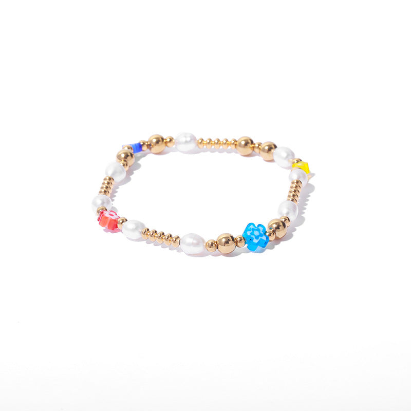 Brass Millennium colored glass pearl bracelet MYA-QiT002