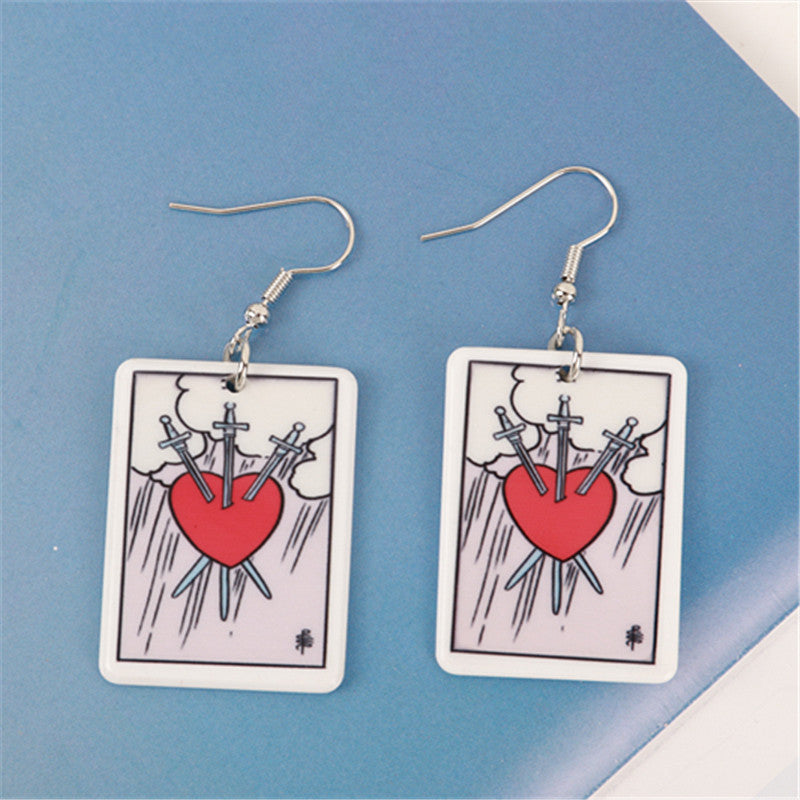 Acrylic Carroll Card Game Chess Card Earrings MIC-ChouD042