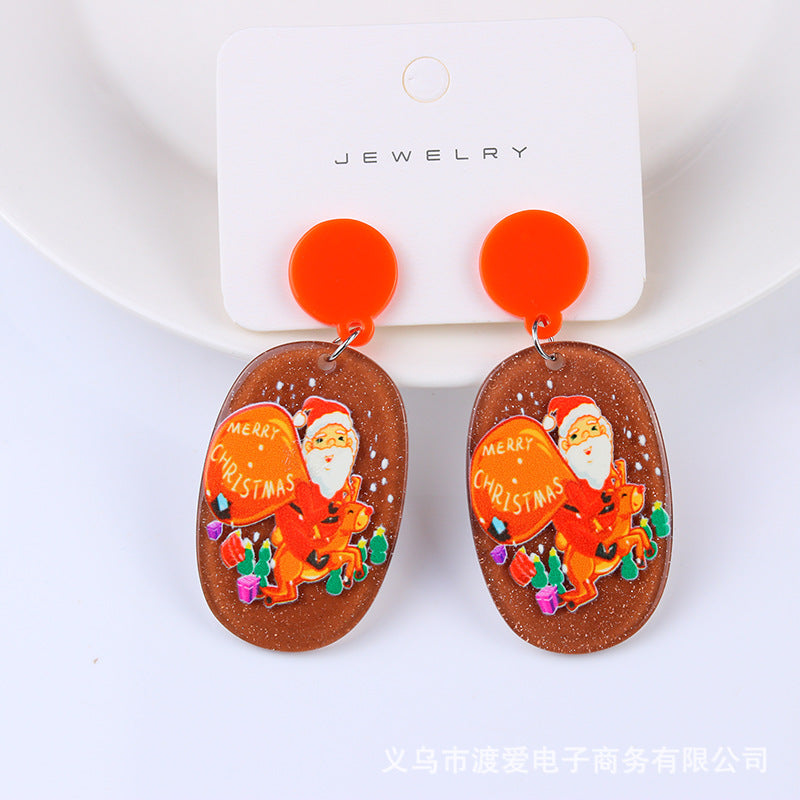 Acrylic Christmas Cartoon Gift Socks Earrings MIC-DuA099