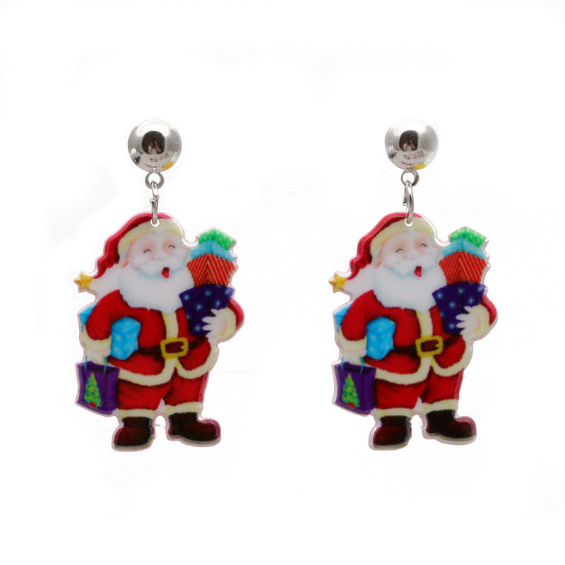 Acrylic Santa Claus Earrings  (Minimo de Compra 2) MYA-MiL006