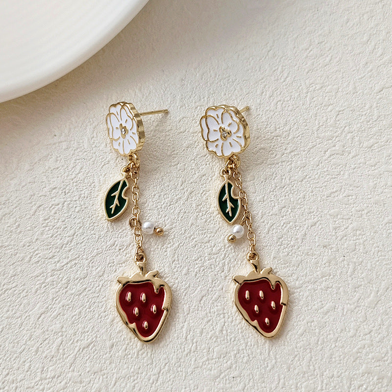 Alloy Dripped Strawberry Flower Earrings (Minimo de Compra 2) MIC-BLD075