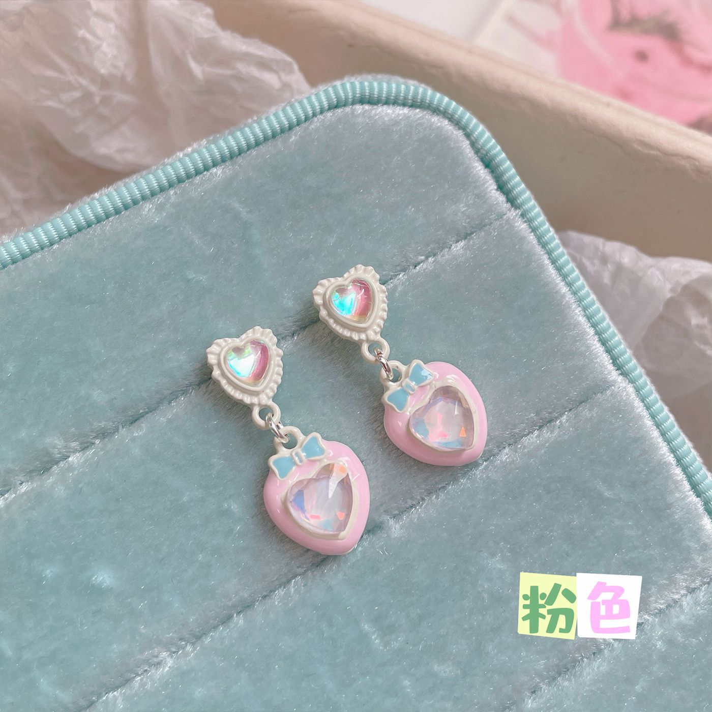 Alloy macaron peach heart pearl earrings MIC-ShuangX052