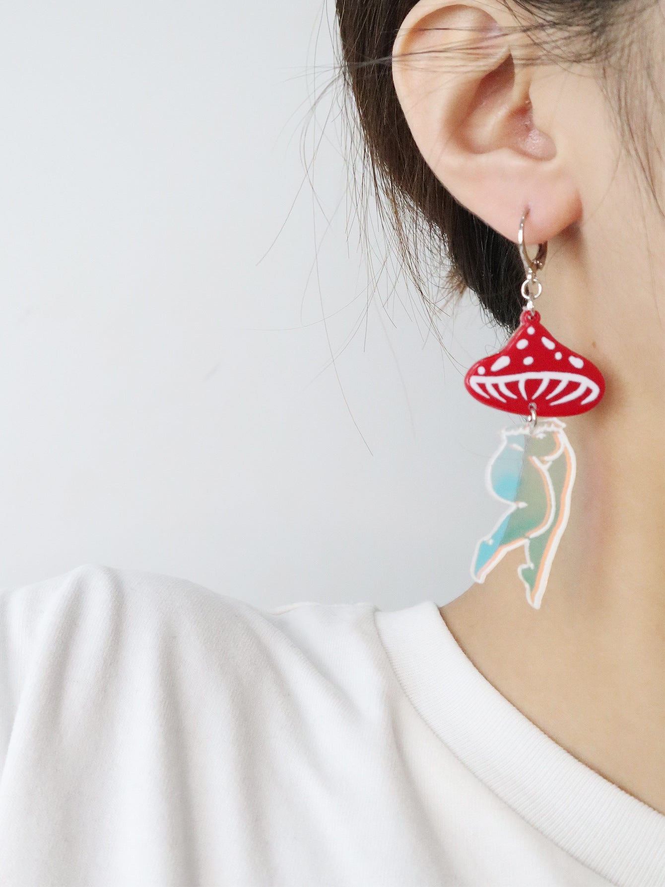 Acrylic Funny Mushroom Earrings （Minimo de compra 2） MIC-OuG018