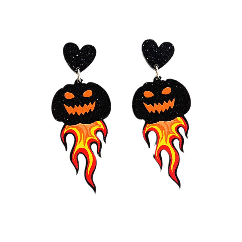 Acrylic Halloween Pumpkin Skull Earrings MIC-XieN052