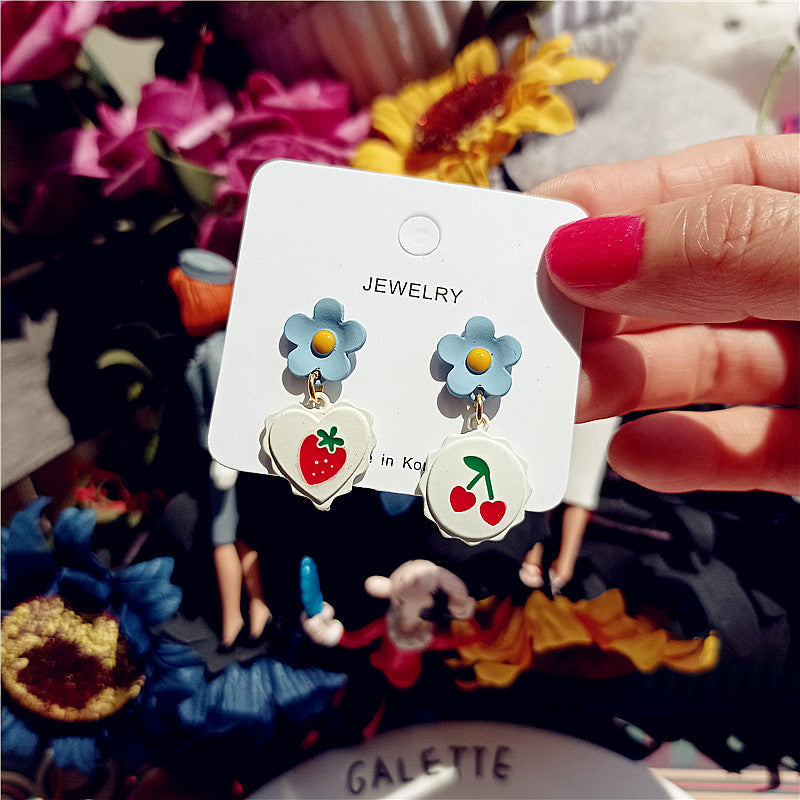 Alloy Bear Flower Earrings MIC-XingJ017